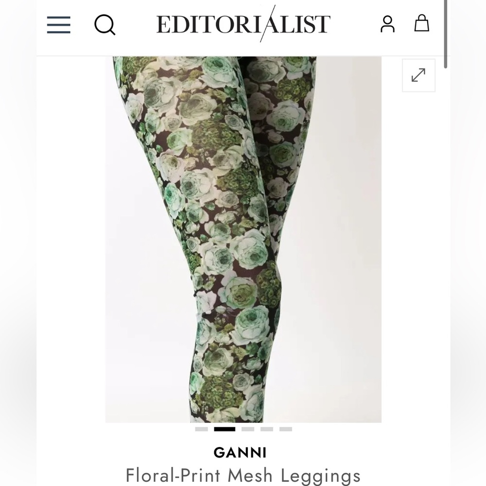 Ganni Green and Black Floral Mesh Leggings